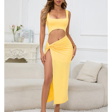 Load image into Gallery viewer, Women Clothing Maxi Dress Suspender Solid Color Hollow Out Cutout Out Cropped Sexy Dress