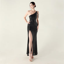 Load image into Gallery viewer, One Shoulder Diagonal Collar Sequined Clothing Beaded Bead Necklace Decorative Nightclub Cocktail Wedding