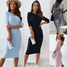Load image into Gallery viewer, Office Sexy Backless Hip Knitwear Long Sleeve Knee-Length Dress