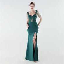 Load image into Gallery viewer, Heavy Industry Boning Corset Waist Binding Rhinestone Floral Evening Dress
