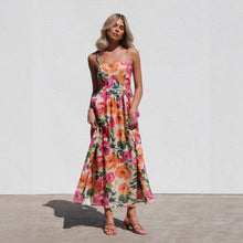Load image into Gallery viewer, Dress Printed Slim Strap Dress Vacation A Swing Dress for Women