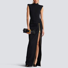 Load image into Gallery viewer, Sleeveless Zipper Split Stretch Maxi Dress Maxi Dress Gown