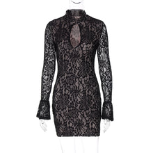 Load image into Gallery viewer, Women Clothing Winter Sexy Lace Cutout Package Hip Flare Sleeve Dress