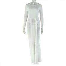 Load image into Gallery viewer, Solid Color Women Casual Daily Home Hip Dress round Neck Long Sleeve Waist Tight Dress