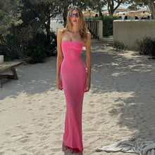 Load image into Gallery viewer, Women Clothing Summer off Neck Tube Top Backless Lace up Sexy Tight Waist Slimming Dress