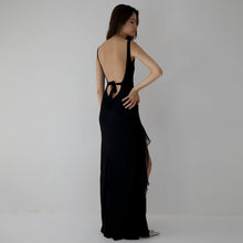 Load image into Gallery viewer, Summer Elegant Ribbon Women Dress Sexy Backless High Slit Ruffled Slim Dress