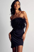 Load image into Gallery viewer, Autumn Winter Backless Dress Feather Tube Top Sexy Irregular Asymmetric Swing Dress