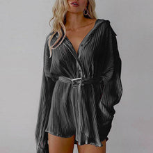 Load image into Gallery viewer, Spring Summer Popular Fashionable Pleated Long Sleeved Shirt Belt Dress