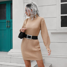 Load image into Gallery viewer, High Collar Sweater Dress Women Knitted Short Dress Autumn Winter Women Clothing
