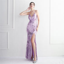 Load image into Gallery viewer, Floral Craft Beading Craft Imported Wool Dress Long Cocktail Slim Fit Evening Dress Elegant