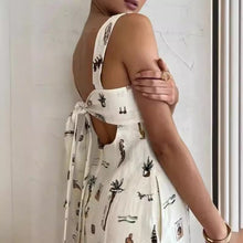 Load image into Gallery viewer, Bow Bandage Summer Maxi Dress Women Cothing Printed Sleeveless Office Long Suspender Amplified craft