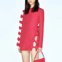Load image into Gallery viewer, Early Autumn Star Personality Asymmetric Hollow Out Cutout Bow Dress Small Dress