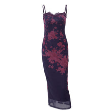 Load image into Gallery viewer, Spring Sexy Backless Lace Edge Vintage Printed Slit Dress