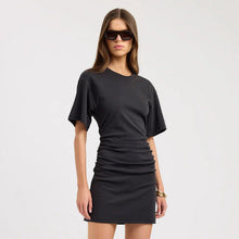 Load image into Gallery viewer, Women Clothing Spring Summer Solid Color round Neck Waist Sheath Pleated Dress