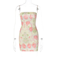 Load image into Gallery viewer, Women Clothing Fresh Floral Print Wrapped Chest Sheath Slim Dress