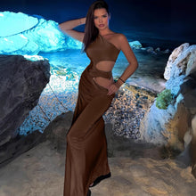 Load image into Gallery viewer, Women Dress Diagonal Collar Sleeveless High Grade Pleated Dress