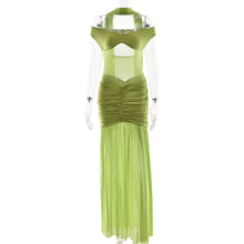 Load image into Gallery viewer, Summer Sexy Tube Top Backless Dress Mesh Pleated Slit Dress
