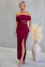 Load image into Gallery viewer, Split Ruffled Solid Color Hollow Out Cutout Mesh Sheath Dress