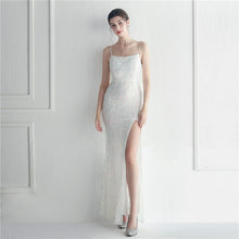 Load image into Gallery viewer, Positioning Floral Sequin Sexy Strap Tube Top Nightclub Dress Dinner Star Evening Dress