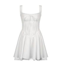 Load image into Gallery viewer, Lace Stitching Waist Pleated Waist Shaping Slimming Slip Dress French Tied Ballet Large Swing Dress