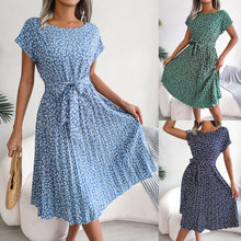 Load image into Gallery viewer, Spring Summer New Casual Short Sleeve Floral Large Hem Pleated Women Clothing