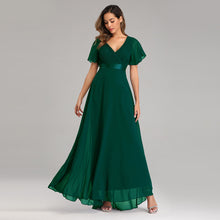 Load image into Gallery viewer, Hand-Folded Large V-neck Dress Chiffon Elastic Banquet Bridesmaid Evening Dress for Women