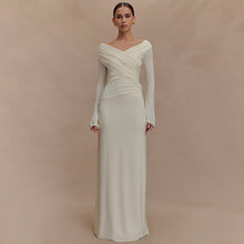 Load image into Gallery viewer, Women Spring Sexy V neck Pleated Hip Dress
