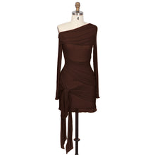 Load image into Gallery viewer, Spring Summer Women Wear Off Neck Design Sexy Pleated Dress Dopamine Sexy