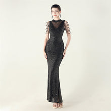 Load image into Gallery viewer, High Neck Fishtail Evening Dress Pearl Embroidery Sequined Crystal Diamond Decorations Red Carpet Wedding Cocktail Dress