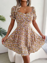 Load image into Gallery viewer, Spring Summer Elegant Floral Lace-up Waist-Controlled Large Hem Dress Women Clothing