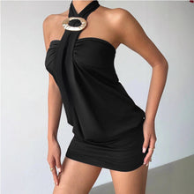 Load image into Gallery viewer, Women Clothing Halter Backless Strapless Sexy Simple Ruffle Hip Short Elegant Dress