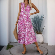 Load image into Gallery viewer, Summer Mid Length Sleeveless V neck Abstract Pattern Printing Dress
