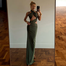 Load image into Gallery viewer, Autumn Winter Women Stitching Sexy Hollow Out Cutout out Solid Color Slim Fit Sheath Fishtail Dress