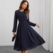 Load image into Gallery viewer, Sexy Long Sleeve Chiffon Stitching Lace Dress Women Clothing Evening Dress