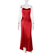 Load image into Gallery viewer, Autumn Socialite Elegant Sexy Twisted Waist Split Tube Top Satin Dress