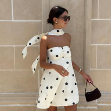 Load image into Gallery viewer, Elegant Expensive Tube Top Dress Loose Polka Dot Printed Short Dress with Scarf