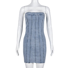 Load image into Gallery viewer, Denim Spring Summer Sexy Backless Wash Chest Wrapped Dress Women