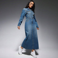 Load image into Gallery viewer, Women Clothing Women Long Sleeve Collared Button Split Maxi Dress