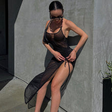 Load image into Gallery viewer, Women Clothing Summer Mesh Sexy See through Slit Slim Fitting Dress