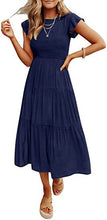 Load image into Gallery viewer, Women Clothing Popular Pinfei Flounced Sleeve Pleating Layered Short Sleeve Large Swing Dress