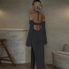 Load image into Gallery viewer, Women Clothing Sexy Halter Dress Autumn Winter Sweet Spicy Wind Niche Design Slit Dress