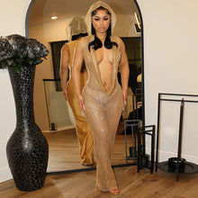 Load image into Gallery viewer, Sexy Deep V Plunge See through Sequined Maxi Dress Women