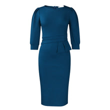 Load image into Gallery viewer, Solid Color round Neck Office Office Hip Dress