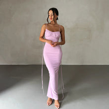 Load image into Gallery viewer, Women Sexy Dress Sexy Backless Pleated Dress Evening Dress Sleeveless Strap Dress for Women