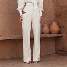 Load image into Gallery viewer, Women Clothing Autumn Niche Design Hollow Out Cutout out Casual Pants Fashionable All Match Loose White Trousers