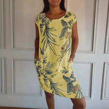 Load image into Gallery viewer, Women Clothing Summer Cotton Linen round Neck Printed with Pocket