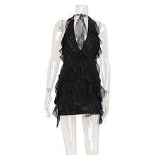 Load image into Gallery viewer, Minority Design Sexy Halter Sling Backless Dress Women Ruffled Irregular Asymmetric Vacation Sexy Short Dress