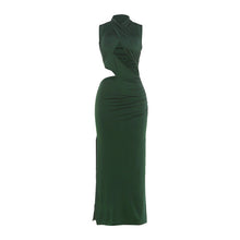 Load image into Gallery viewer, Autumn Winter Women Stitching Sexy Hollow Out Cutout out Solid Color Slim Fit Sheath Fishtail Dress