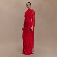 Load image into Gallery viewer, Fashionable Pleated Mesh Shawl Dress Sexy Sheath round Neck Slim Dress