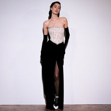 Load image into Gallery viewer, Sexy Women Lace Bead Strapless Dress High Elastic Split Long Dress